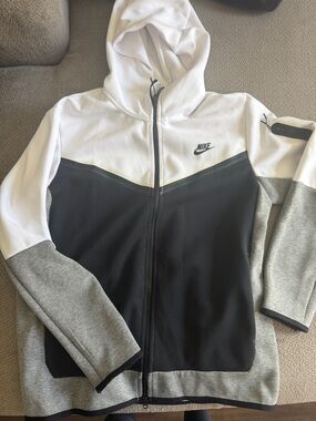 Nike Colorblock Full-Zip Hoodie - White, Black & Gray